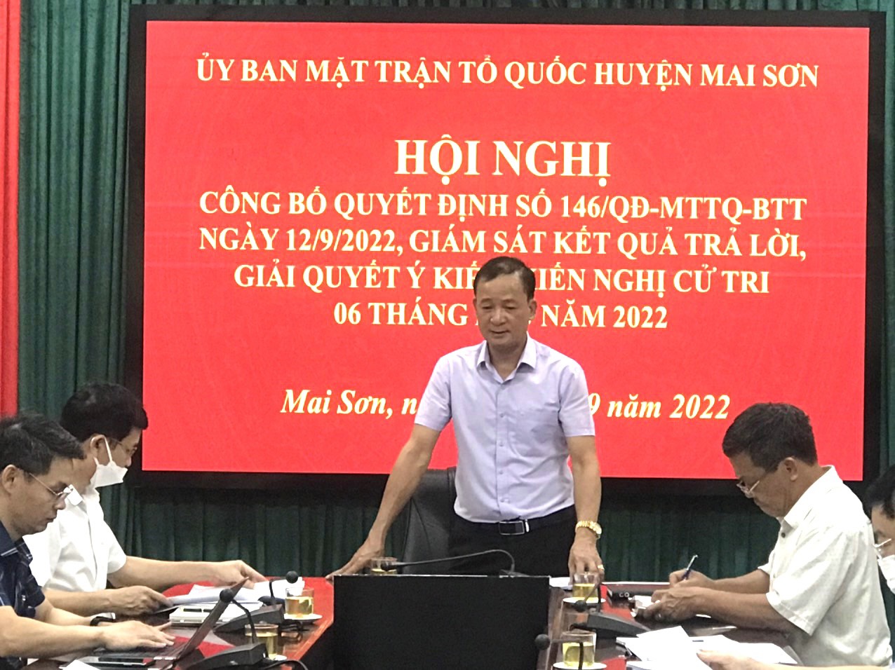 Uỷ ban MTTQ Việt Nam huyện Mai Sơn công bố Quyết định giám sát kết quả trả lời, giải quyết ý kiến, kiến nghị của cử tri 6 tháng đầu năm 2022